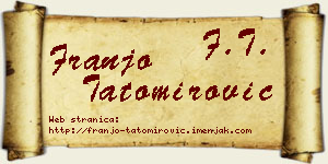 Franjo Tatomirović vizit kartica